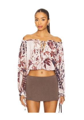 MORE TO COME Davina Off Shoulder Top in Brown. Size L. Also in XS, XXS, S, M.