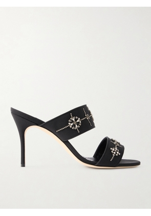 Manolo Blahnik - Ralyne 90 Crystal-embellished Crepe De Chine Sandals - Black - IT36,IT36.5,IT37,IT37.5,IT38,IT38.5,IT39,IT39.5,IT40,IT40.5,IT41,IT41.5,IT42