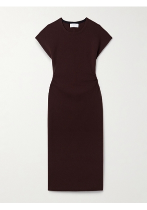 La Ligne - Cap Ferrat Ruched Merino Wool Midi Dress - Brown - xx small,x small,small,medium,large,x large