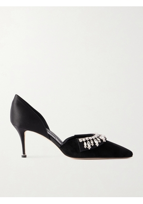 Manolo Blahnik - Tulidor 70 Crystal-embellished Velvet Pumps - Black - IT36,IT36.5,IT37,IT37.5,IT38,IT38.5,IT39,IT39.5,IT40,IT40.5,IT41,IT41.5,IT42