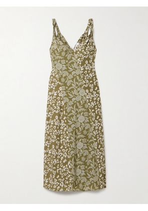 La Ligne - Joelle Printed Silk-charmeuse Midi Dress - Green - xx small,x small,small,medium,large,x large
