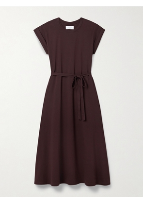 La Ligne - Andie Belted Cotton-jersey Midi Dress - Brown - xx small,x small,small,medium,large,x large