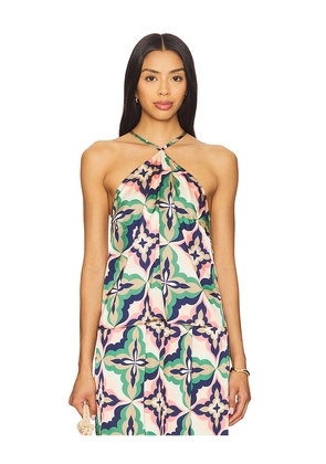 MISA Los Angeles Lina Top in Green,Pink. Size L. Also in XS, S, M, XL.