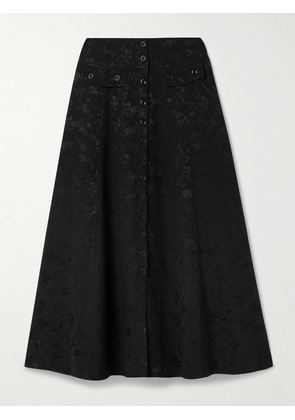 MAISON MAYLE - Carlyne Silk-jacquard Midi Skirt - Black - US0,US2,US4,US6,US8,US10