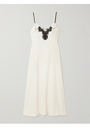 MAISON MAYLE - Tati Crocheted Lace-trimmed Silk-jacquard Midi Dress - Ivory - US0,US2,US4,US6,US8,US10,US12