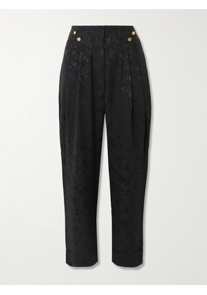 MAISON MAYLE - Vali Embellished Pleated Silk-jacquard Tapered Pants - Black - US0,US2,US4,US6,US8,US10