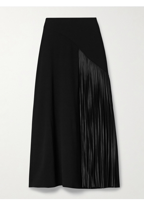 La Ligne - Ilirjana Fringed Satin-trimmed Stretch-knit Midi Skirt - Black - US0,US2,US4,US6,US8,US10,US12