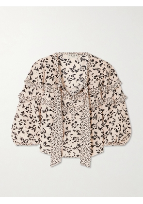 MAISON MAYLE - Majorelle Tie-detailed Ruffled Floral-print Silk Crepe De Chine Blouse - Multi - US0,US2,US4,US6,US8,US10,US12