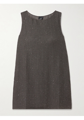 LESET - Stella Sequined Linen-blend Mini Dress - Gray - x small,small,medium,large,x large