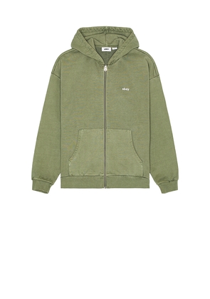 Obey Lowercase Pigment Zip Hoodie in Olive. Size L. Also in M, S, XL/1X.