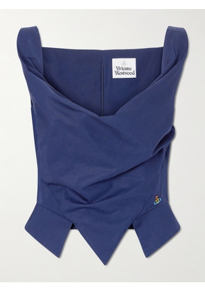 Vivienne Westwood - Sunday Draped Embroidered Cotton-poplin Top - Blue - IT36,IT38,IT40,IT42,IT44