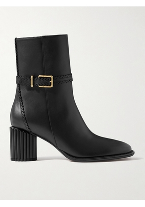 Zimmermann - Eddie Buckled Scalloped Leather Ankle Boots - Black - FR36,FR37,FR38,FR39,FR40,FR41