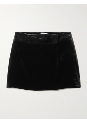 Le Kasha - Skarduv Velvet Wrap Mini Skirt - Black - XS/S,S/M,M/L