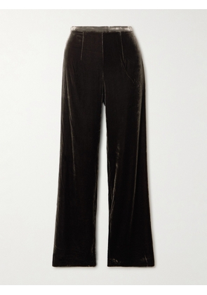 Le Kasha - San Polo Velvet Wide-leg Pants - Brown - x small,small,medium,large