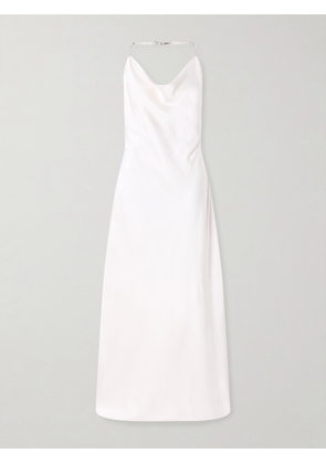 Stella McCartney - Crystal-embellished Satin-crepe Halterneck Gown - Cream - IT34,IT36,IT38,IT40,IT42,IT44,IT46