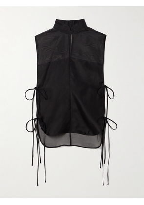 Le Kasha - Anzio Tie-detailed Silk-tulle Top - Black - XS/S,S/M,M/L