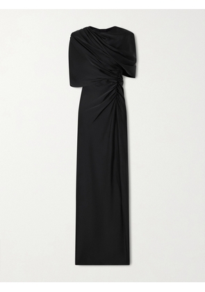 Stella McCartney - Open-back Cape-effect Draped Satin Gown - Black - IT34,IT36,IT38,IT40,IT42,IT44