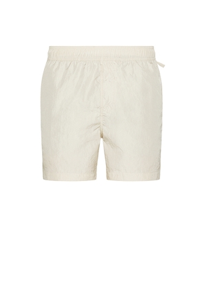 onia Nylon Crinkle 5 Swim Trunk in Light Grey. Size L. Also in M.