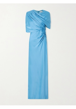 Stella McCartney - Open-back Cape-effect Draped Satin Gown - Blue - IT34,IT36,IT38,IT40,IT42,IT44,IT48