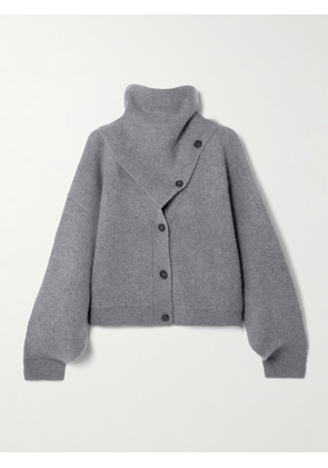 Le Kasha - Derios Convertible Cashmere Turtleneck Cardigan - Gray - One size
