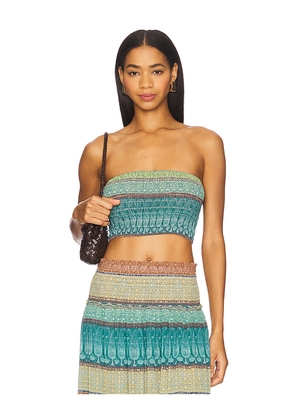 MISA Los Angeles Roksana Top in Teal,Green. Size L. Also in XS, S, M, XL.