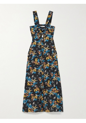 MAISON MAYLE - Patapan Cutout Printed Silk-crepe Midi Dress - Multi - US0,US2,US4,US6,US8,US10
