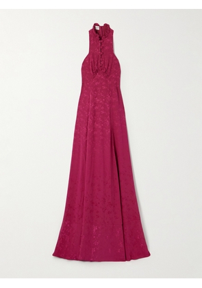 MAISON MAYLE - Valentine Ruffled Silk-jacquard Halterneck Maxi Dress - Pink - US0,US2,US4,US6,US8,US10