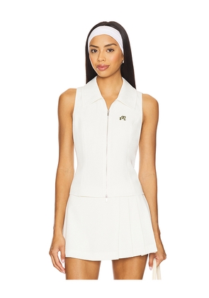 Malbon Golf Gemma Zip Sleeveless Polo Top in White. Size M. Also in XS, S.