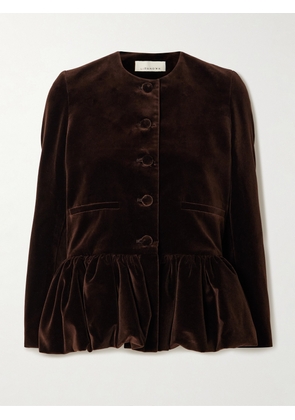 LIBEROWE - Cotton-velvet Peplum Jacket - Brown - x small,small,medium,large,x large