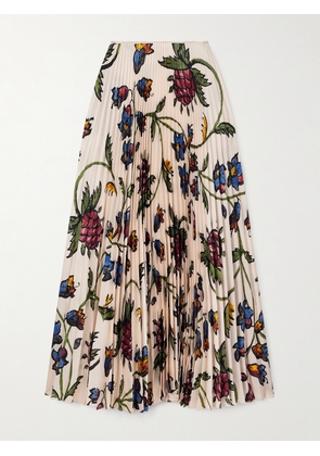 S.S. Daley - Kate Pleated Floral-print Satin-twill Maxi Skirt - Pink - UK 4,UK 6,UK 8,UK 10,UK 12,UK 14