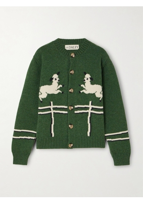 S.S. Daley - Cyril Intarsia Wool Cardigan - Green - x small,small,medium,large