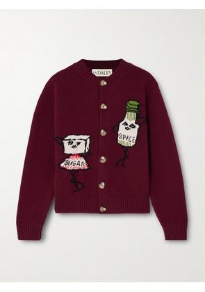 S.S. Daley - Sugar & Spice Intarsia Wool Cardigan - Burgundy - x small,small,medium,large