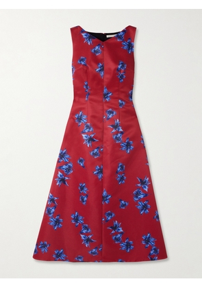 Emilia Wickstead - Octavie Paneled Floral-print Faille Midi Dress - Red - UK 4,UK 6,UK 8,UK 10,UK 12,UK 14,UK 16,UK 18