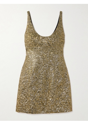 Emilia Wickstead - Einna Floral Metallic Cloqué Mini Dress - Gold - UK 4,UK 6,UK 8,UK 10,UK 12,UK 14,UK 16
