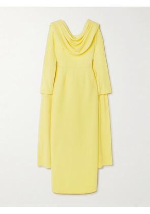 Emilia Wickstead - Zaira Draped Wool-crepe Gown - Yellow - UK 4,UK 6,UK 8,UK 10,UK 12,UK 14,UK 16