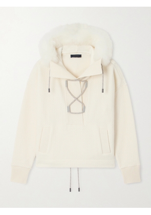 SEASE - Shearling-trimmed Wool Hoodie - White - 01,2,3,4