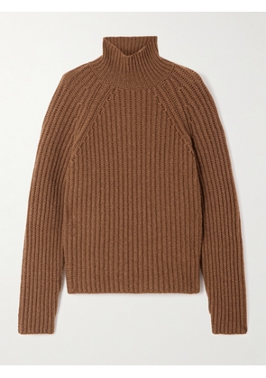 SEASE - Athos Ribbed Cashmere Turtleneck Sweater - Brown - 01,2,3,4