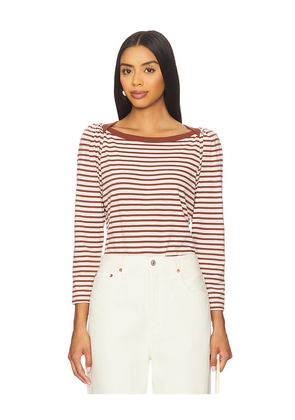 Nation Los Angeles Amelie Envelope Neck Top in Brown. Size L. Also in S, XS, M.