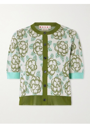 Marni - Jacquard-knit Cotton Cardigan - Green - IT36,IT38,IT40,IT42,IT44,IT46