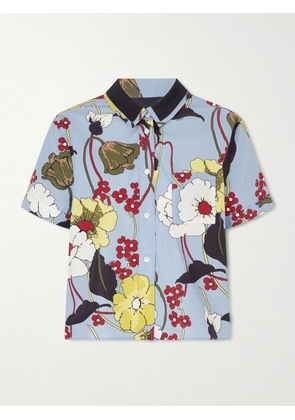 Marni - Cropped Floral-print Cotton-poplin Shirt - Blue - IT36,IT38,IT40,IT42,IT44,IT46