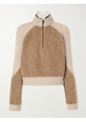 SEASE - Alsek Alpaca-blend And Ribbed Cashmere Half-zip Sweater - Brown - 01,2,3,4