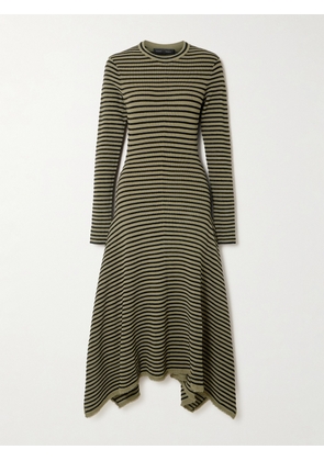 Proenza Schouler - Didi Frayed Striped Knitted Midi Dress - Green - x small,small,medium,large,x large