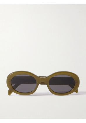 CELINE Eyewear - Triomphe Oval-frame Acetate Sunglasses - Green - One size