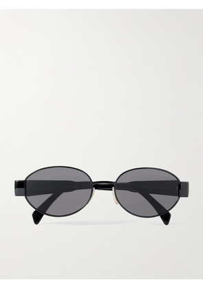 CELINE Eyewear - Oval-frame Metal And Acetate Sunglasses - Black - One size