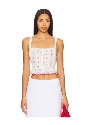 LoveShackFancy Vietta Top in White. Size L. Also in XS, M, XL.