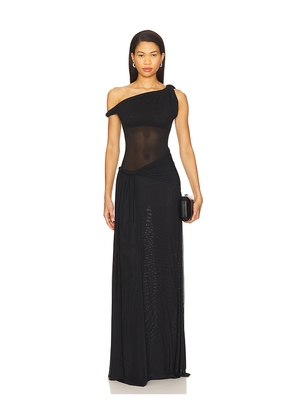 MISHA Sisal Maxi Dress in Black. Size L. Also in M, S, XS.