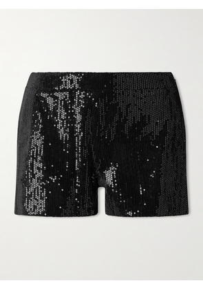 Veronica de Piante - Helena Sequined Velvet Shorts - Black - IT36,IT38,IT40,IT42,IT44,IT46