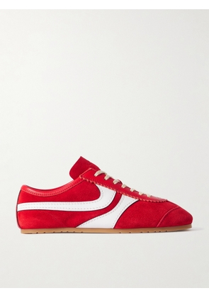 Dries Van Noten - Leather-trimmed Suede Sneakers - Red - IT35,IT36,IT37,IT38,IT39,IT40,IT41
