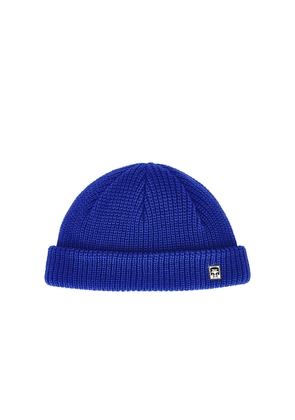 Obey Micro Beanie in Blue.