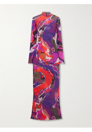 PUCCI - Printed Tulle Maxi Dress - Multi - IT38,IT40,IT42,IT44,IT46,IT48